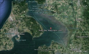 05 Safe passage through Skagit Bay is close to the eastern shoreline of Whidbey Island (image not be used for navigation)